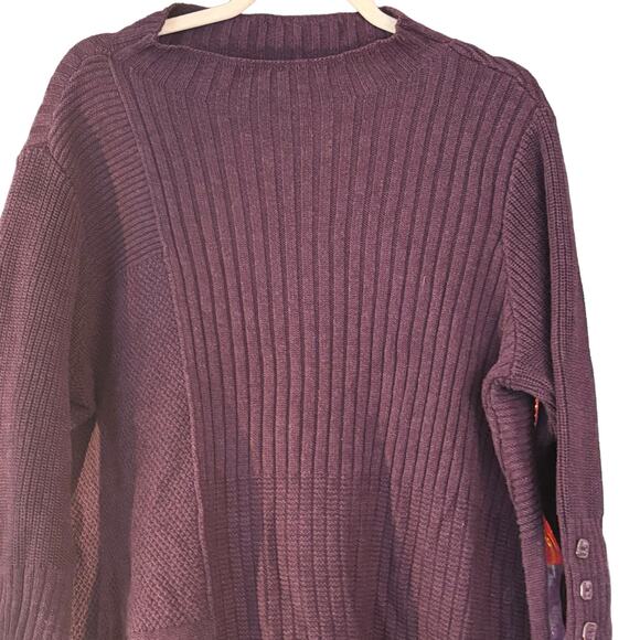 Habitat Purple Cotton Sweater Wmns L Textured Knit Pattern Long Sleeve Mock Neck - Picture 2 of 11